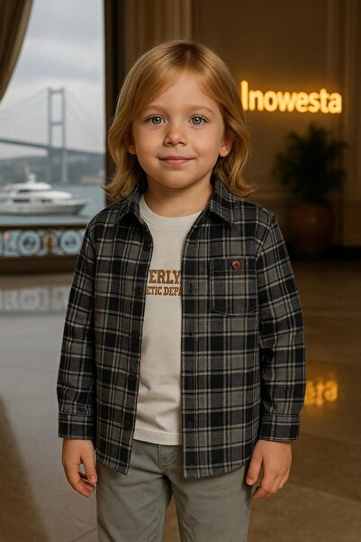 inowesta Boys' Medium Thickness Cashmere Shirt Special Combination 3-Piece Set