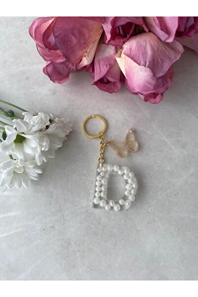 Bellinzona Breloc cu litera D și detaliu de perlă [cu opțiune de pompon]
