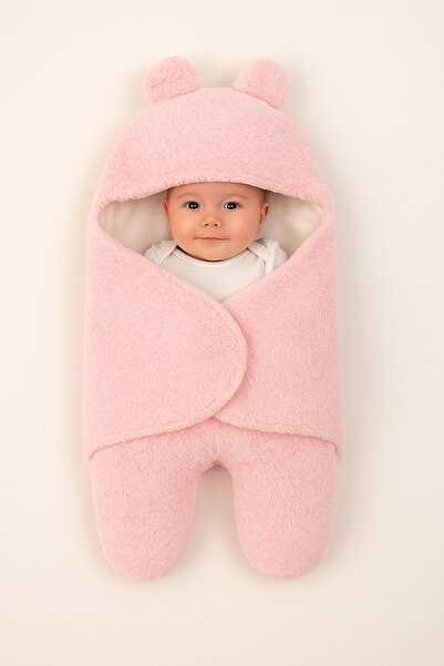 Tomuycuk 0-6 Months Fiber-Eared Plush Baby Swaddle Welsoft Fabric Newborn Sleeping Bag