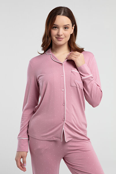 Pierre Cardin Women's Full Button Shirt Collar Polka Dot 2-Piece Pajama Set Vr.11.P89.C86.Y01