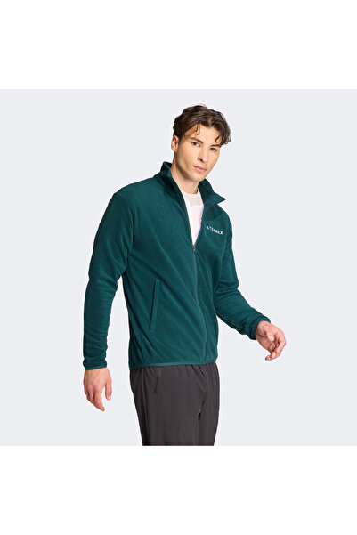 adidas Multi Essentials Full Zip Fleece Erkek Yeşil Yürüyüş Polar