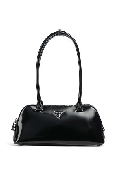 Guess Kadın Arnela Parlak Yüzeyli Omuz Çantası - Siyah