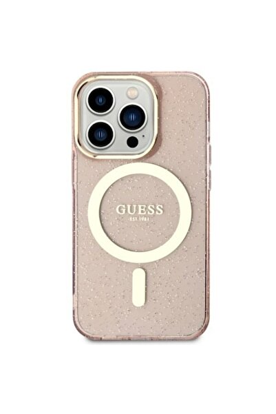 Guess Carcasă pentru iPhone 11/XR Hardcase roz cu sclipici auriu MagSafe