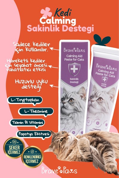 BRAVE PAWS Kediler İçin Doğal Sakinlik Desteği – Stres ve Kaygıyı Azaltır