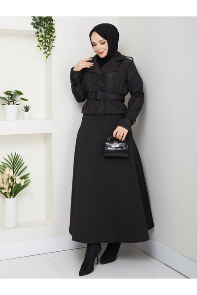 modapark.ist Kadın Kemer Detaylı Etek Üstü Trençkot