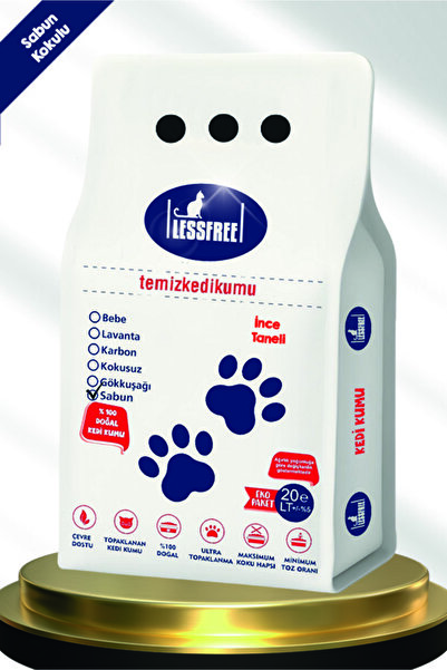 LESS FREE Cat Litter Less Free 20 Lt Ince Tane Sabun Kokulu Beyaz Bentonit Ke...