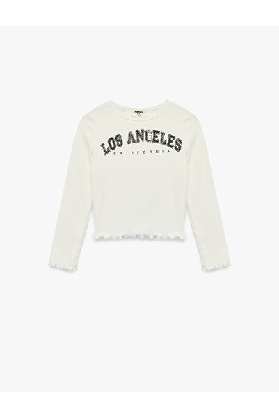 Koton Cotton Long Sleeve Crew Neck Printed T-Shirt