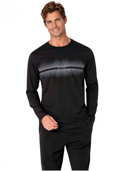 Pierre Cardin Set de pijamale din bumbac cu mâneci lungi pentru bărbați - Des...