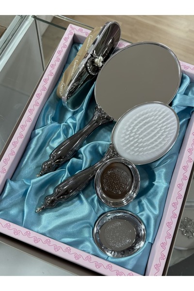 Dantelux Set de oglindă și pieptene din 4 piese (Set de toaletă pentru mireas...