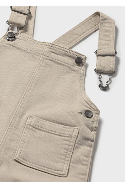 MAYORAL 1-4 Years Old Baby Boy Beige Color Suspender Overalls – Pocket Detail, Snap Fasteners at the Bottom