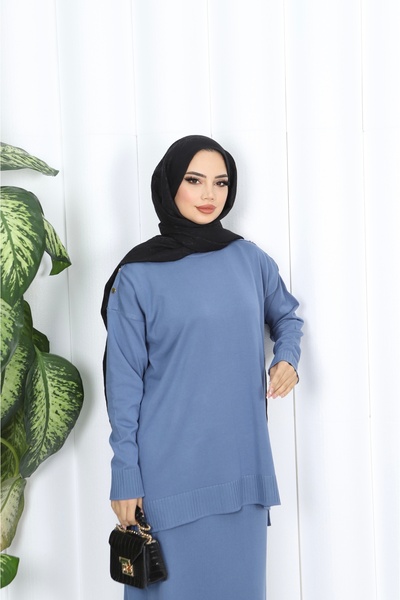 NİSUM MODA Buttoned Mercerized Skirt Suit