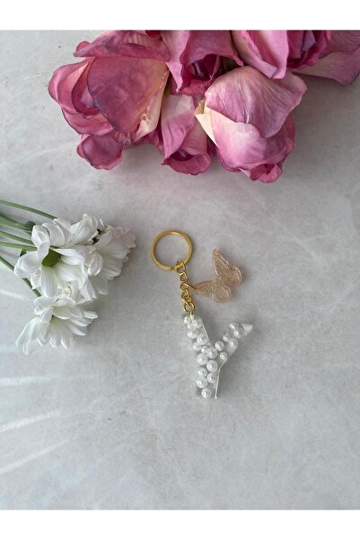 Bellinzona Breloc cu litera Y și detaliu de perlă [cu opțiune de pompon]