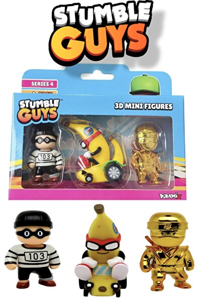 TOYFEST Stumble Guys 3-Pack Mini Figure Series 4 - Inmate 613 Peel Out Golden Sensei