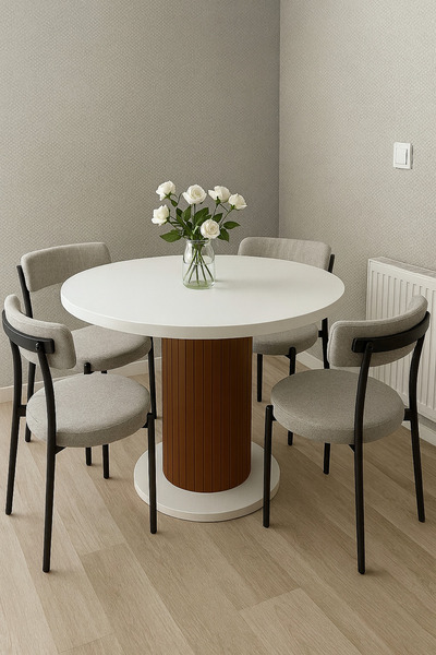 Arvessohome Güneş Model 90 Çaplı 75 cm yükseklikli (36mm KALIN KENARLI) (SANDALYE YOK) Yuvarlak YemekMasası