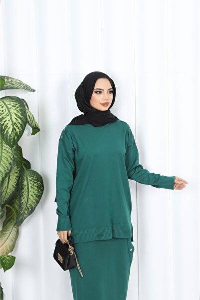 NİSUM MODA Buttoned Mercerized Skirt Suit