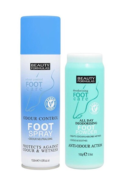 BEAUTY FORMULAS مجموعة بخاخ وبودرة للتحكم في رائحة القدمين 100 مل + 150 مل