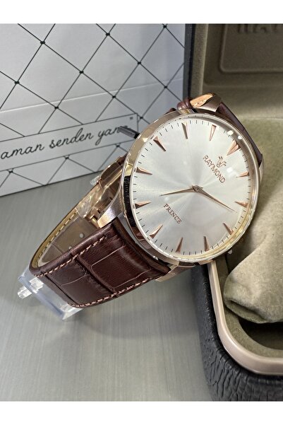 Raymond Slim Case Clip-On Leather Men's Wrist Watch