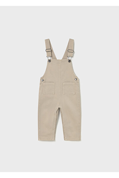 MAYORAL 1-4 Years Old Baby Boy Beige Color Suspender Overalls – Pocket Detail, Snap Fasteners at the Bottom