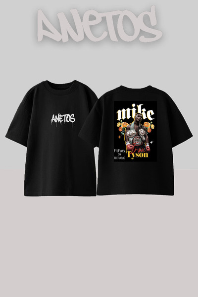 Anetos CEL MAI BUN DESIGN MIKE TYSON Rucsac cu imprimeu Bumbac Negru supradim...