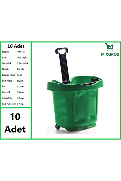 Genel Markalar Tekerlekli Plastik Market Alışveriş El Sepeti 40 Litre Yeşil 1...