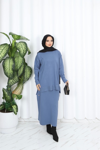 NİSUM MODA Buttoned Mercerized Skirt Suit