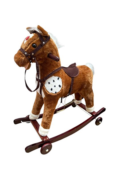 L-Sun Rocking Horse, 2 In 1, With Wheels, Realistic Sounds And Lights, Brown, Large Size