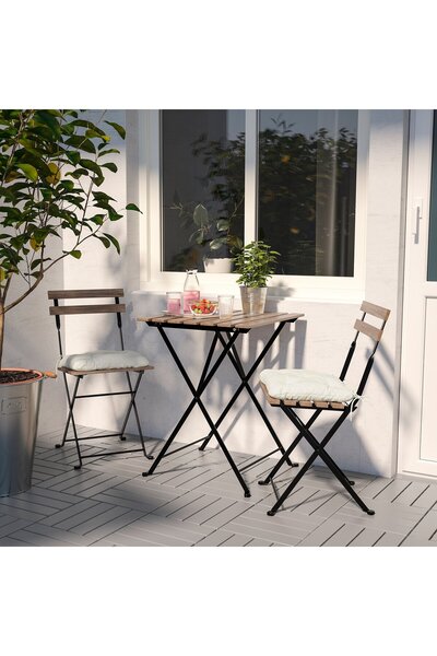 IKEA Table, outdoor, black/light brown, 55x54 cm