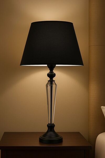 Lampada Amore Siyah Kristal Metal Abajur - Siyah