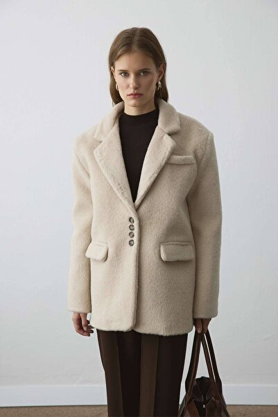 Hooopstore Premium Double Breasted Camel Feather Blazer