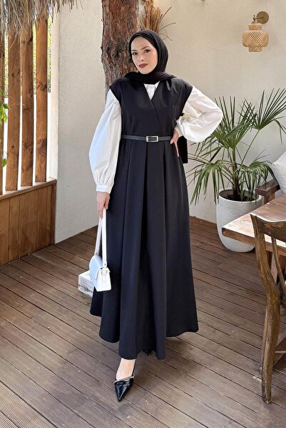 lamelif Pile Detailed Belted Gilet Black