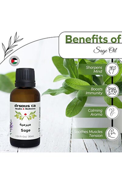 dr sous Drsous Ca Organic Sage Oil 30ml | 100% Pure Cold-Pressed | Acne Care & Clear Breathing | Palestine
