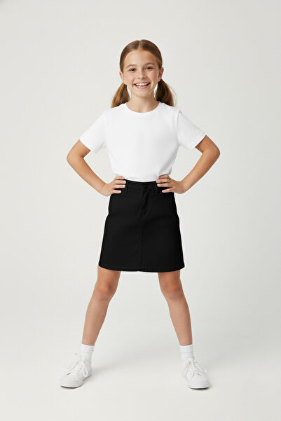 nacar çarşı Kız Çocuk Siyah Keten Gösteri Eteği 23 Nisan 29 Ekim 10 Kasım