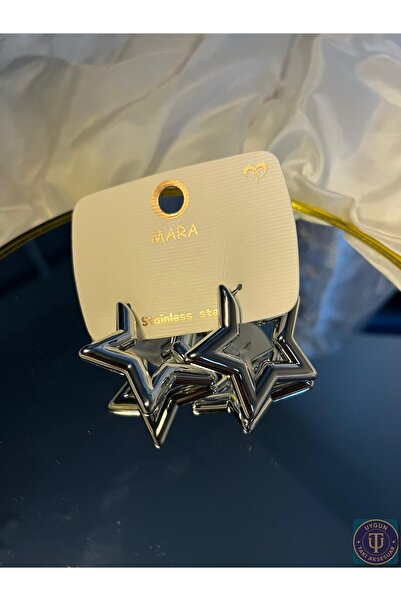uyguntakıaksesuar Gümüş Renk Yıldız Form Paslanmaz Çelik Küpe – Modern Kadın ...