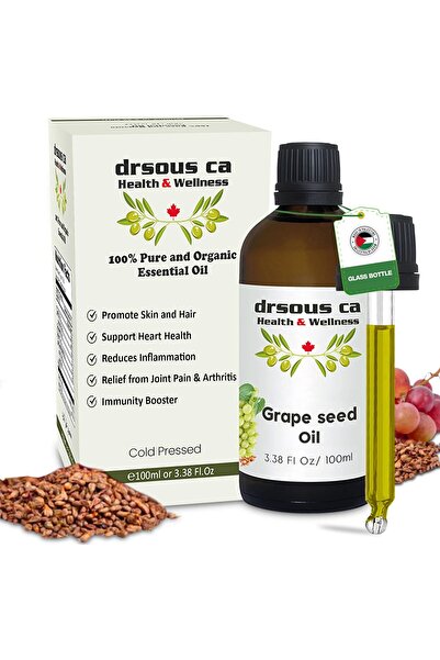 dr sous زيت بذور العنب العضوي ١٠٠ مل | زيت ناقل نقي ١٠٠٪ معصور على البارد