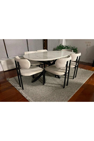 NORTE Bohem Dibo Masa Takımı Ahşap Masa Takımı 6 Kişilik Masa Sandalye Takımı...