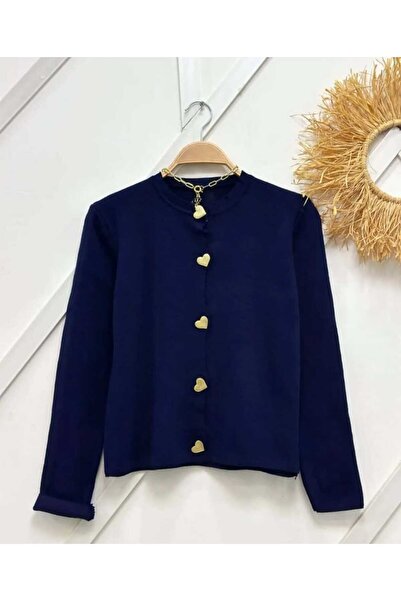 MODA VEDAT Cardigan tricotat cu nasturi in forma de inima -211