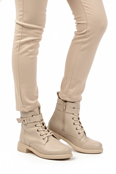 AYAKMOD حذاء نسائي بيج اللون مضاد للانزلاق مع بطانة صوفية داخلية وسحاب 209151 Z