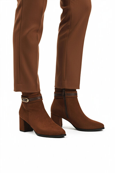 AYAKMOD Дамски ботуши с каишка от велур и кожена подплата 547815 Z