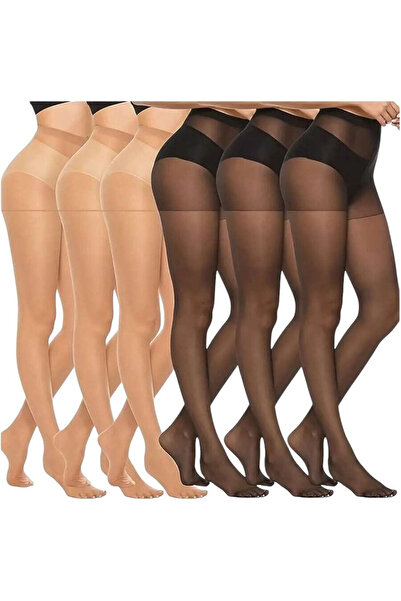 OEM Σετ 6 γυναικείων καλτσών, 3 μαύρες + 3 σε χρώμα δέρματος