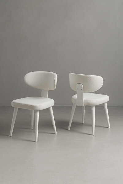 PLASMOB 2'li Ahşap Mutfak Sandalyesi Demonte Model Salon Sandalyesi-Beyaz