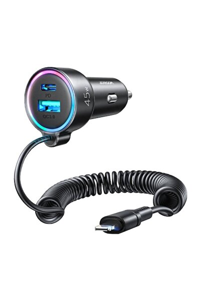 Joyroom Φορτιστής αυτοκινήτου JR-CL08, 1x USB, 1x USB-C, Καλώδιο Lightning 1,...