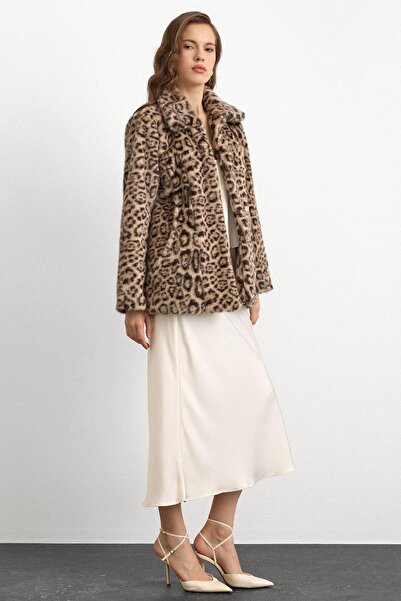 Olcay Πουκάμισο με γιακά με λεοπάρ σχέδιο από ψεύτικη γούνα ΜΠΕΖ 1016