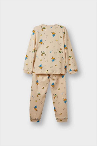 DeFacto Baby Boy Pajama Set Space Printed Long Sleeve Top Long Bottom (25 Au)