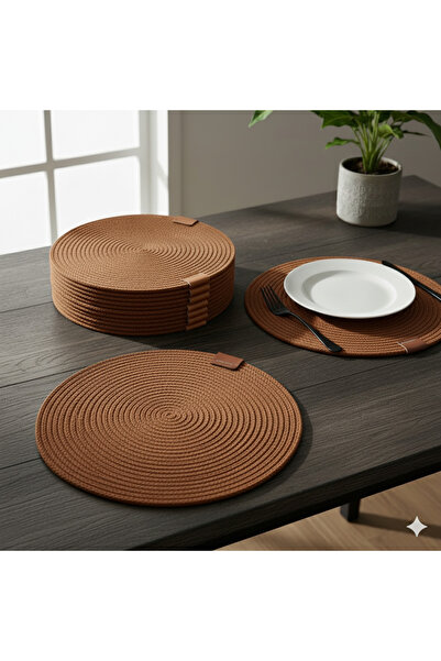 MMTHOME Placemat Runner 6-Piece Presentation Plate Dowry Set Knitted Plate Bo...