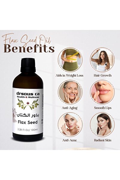 dr sous Organic Flaxseed Oil 100 ml | 100% Cold Pressed Carrier Oil