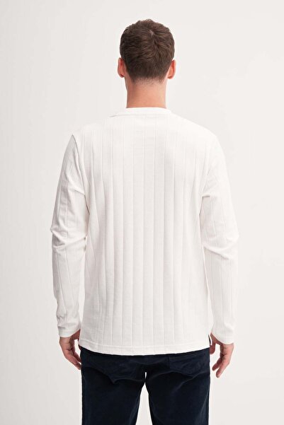 Cazador Ανδρικό φούτερ εκρού με λαιμόκοψη Jacquard Interlock CAZ 53950