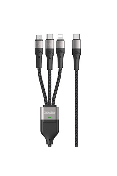DUZZONA Καλώδιο δεδομένων 3 σε 1 USB-C σε Type-C/Lightning/Micro-USB 100W 1,3...