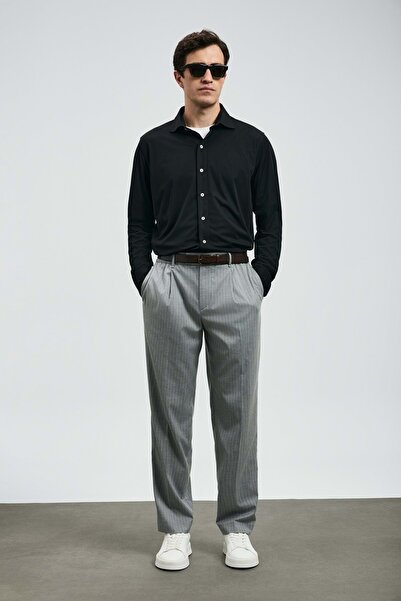 Lufian 112010668 Carl Ανδρικό πουκάμισο Basic Ανδρικό πουκάμισο Regular Fit ΜΑΥΡΟ