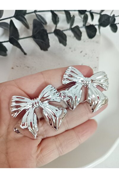 mos&more Silver Bow Very Light Large Stylish Women's Earrings