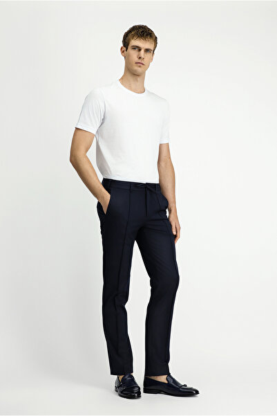 Kiğılı Regular Fit Beli Bağcıklı Düz Klasik Pantolon
